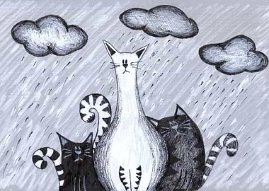 Cats and the gray sky