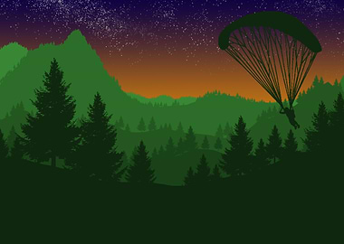 Parachuting 2D scene