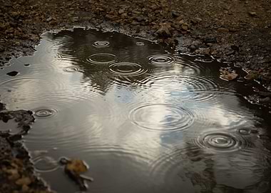 Rainy Puddle Reflection