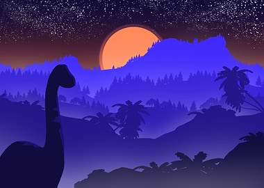 Dinosaur 2D scene