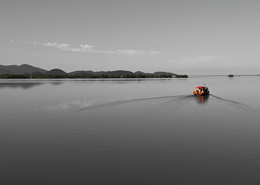 Color boat over calm water