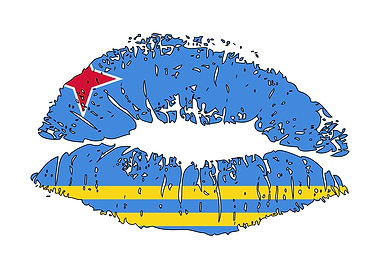 Patriotic Kiss Aruba flag