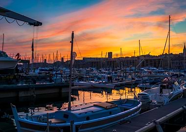 Marseille Harbor Sunset