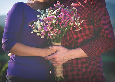 holding Valentines flowers