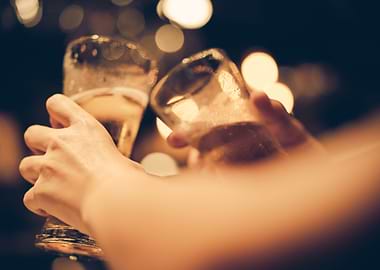 glass of beer bottoms up