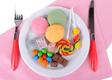 Macaron and candy