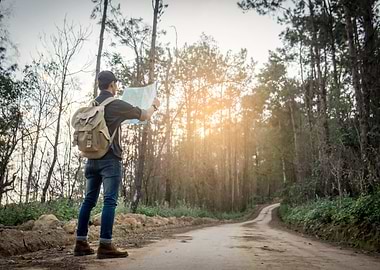 Man Traveler with map