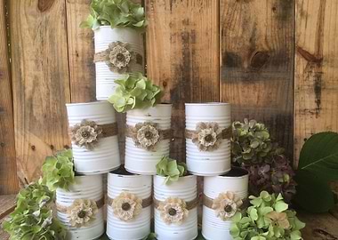 Rustic White Tin Cans