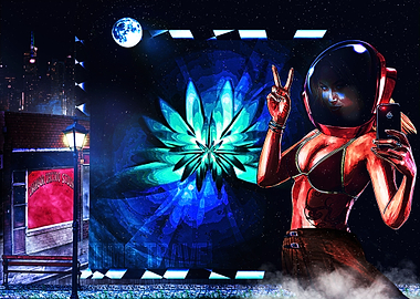 Night town snow selfie