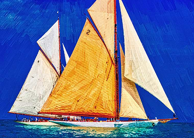 Painting of J Class yachts