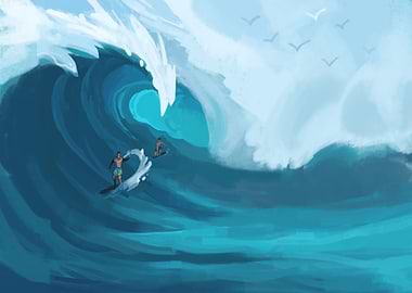 Surfer surfing on waves