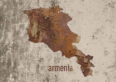 Armenia Map Rusty Cement