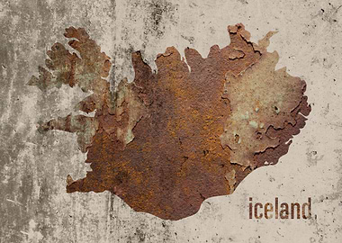 Iceland Map Rusty Cement