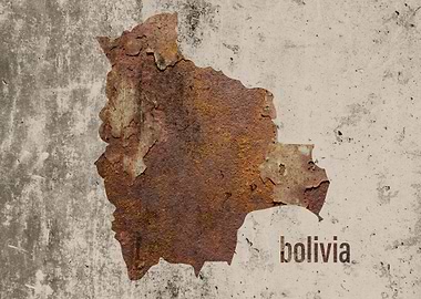 Bolivia Map Rusty Cement