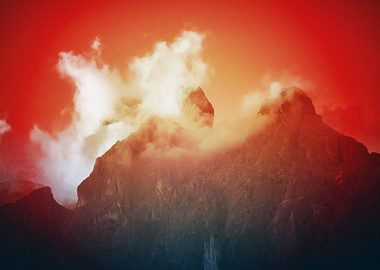 rocky mountain and cloudy