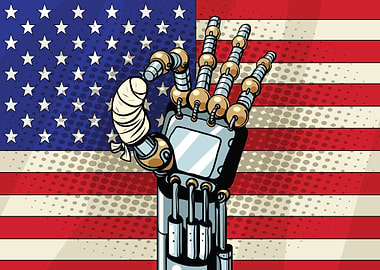 Robot American Flag OK