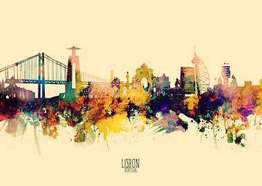lisbon skyline yellow
