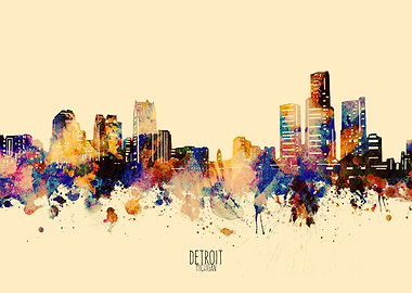 detroit skyline yellow