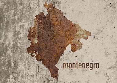 Montenegro Map Rusty Art