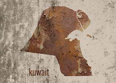Kuwait Map Rusty Cement