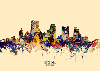 pittsburgh skyline yellow