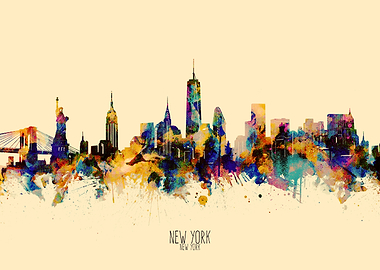 new york skyline yellow