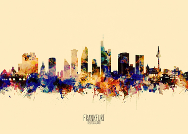 frankfurt skyline yellow
