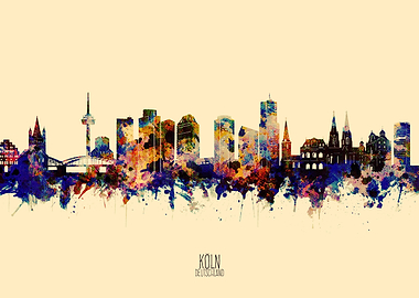 cologne skyline yellow