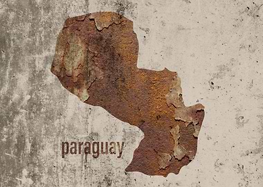 Paraguay Map Rusty Cement