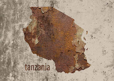 Tanzania Map Rusty Cement
