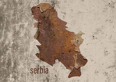 Serbia Map Rusty Cement