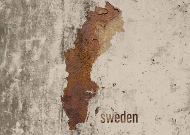 Sweden Map Rusty Cement