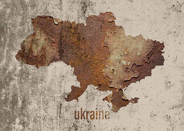 Ukraine Map Rusty Cement