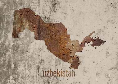 Uzbekistan Map Rusty