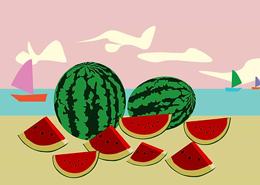 Watermelon on beach2