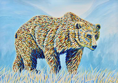 Colourful Bear in the Gras