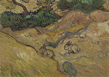 Landschap met konijnen