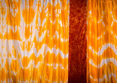 orange batik fabric