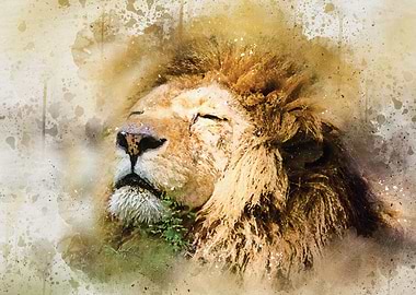 Painted Resting Lion