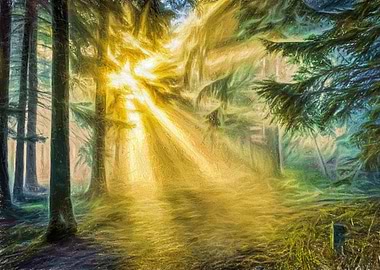 Morningsun through trees