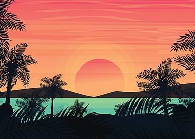 Tropical Beach Dawn illust