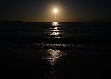 Moon greek island night