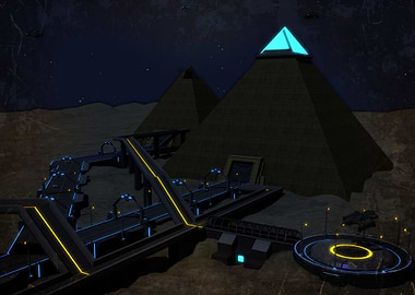 Sci fi Pyramids at night