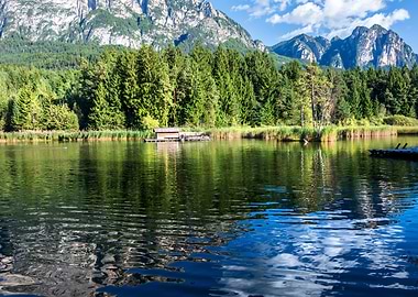 lake dolomite mountains