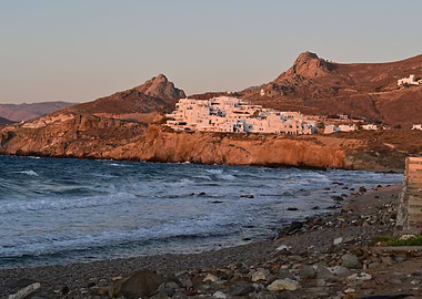 Greek coast village sunset