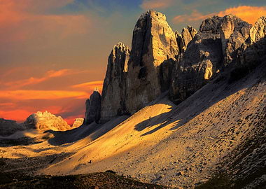 colorful sunset dolomites
