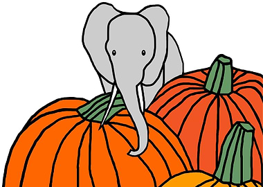Elephant in Pumpkin Patch