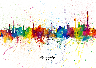 Stuttgart Germany Skyline