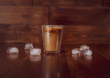 Iced coffee with ice