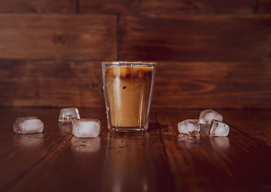 Iced coffee with ice